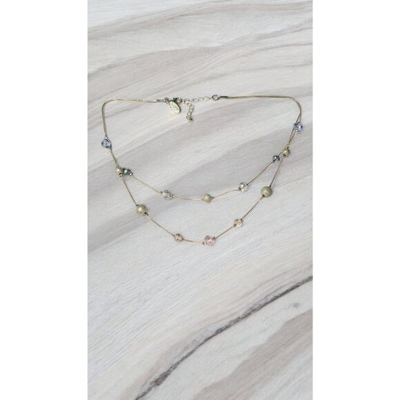 Ann Taylor Loft Beaded Layered Gold Tone Necklace - Picture 7 of 7